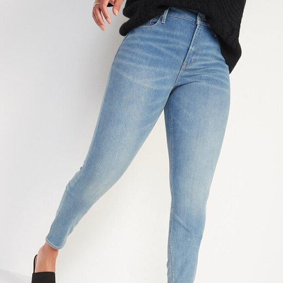 Old Navy Rockstar Super Skinny High-Rise Jeans Light Wash with Built-In Warm 6 - Picture 1 of 7